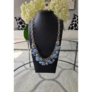 💘 Pick 3 For $15 Talbots Silver Blue Disc Bead Necklace New